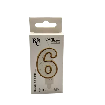 Świeczka Cyferka ,,6" 9 cm...